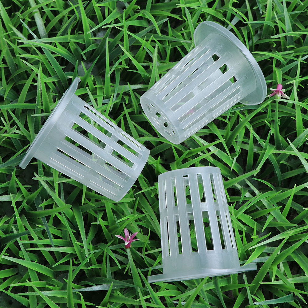 Plant Pot - 10 ชิ้น กระถางตาข่ายปลูกผักไฮโดรโปนิกส์ ตะกร้าปลูกผักไร้ดิน พร้อมรูระบายอากาศ พลาสติกทนรังสียูวี
