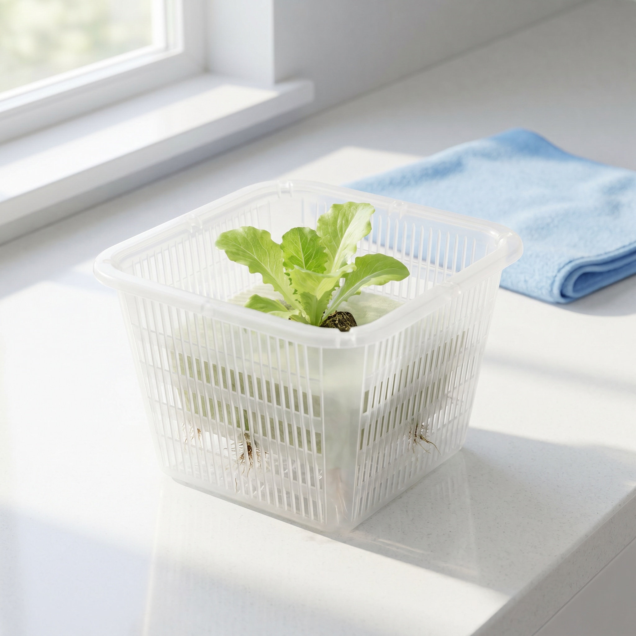 Indoor Plants - ถ้วยตาข่ายไฮโดรโปนิกส์ทรงสี่เหลี่ยม 6 ชิ้น สำหรับปลูกต้นกล้าผักในร่ม – กระถางพลาสติกมีช่องระบาย