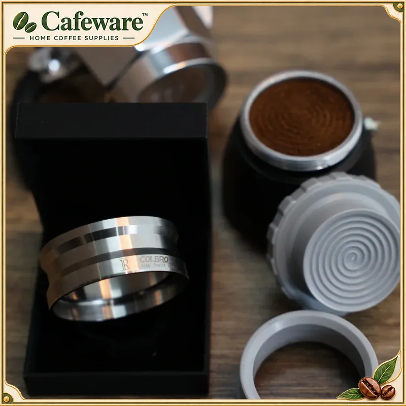 Pothos - วงแหวนจ่ายผงกาแฟ Colbro ป้องกันการหก สแตนเลส สำหรับการชงกาแฟด้วยหม้อโมก้าที่บ้าน