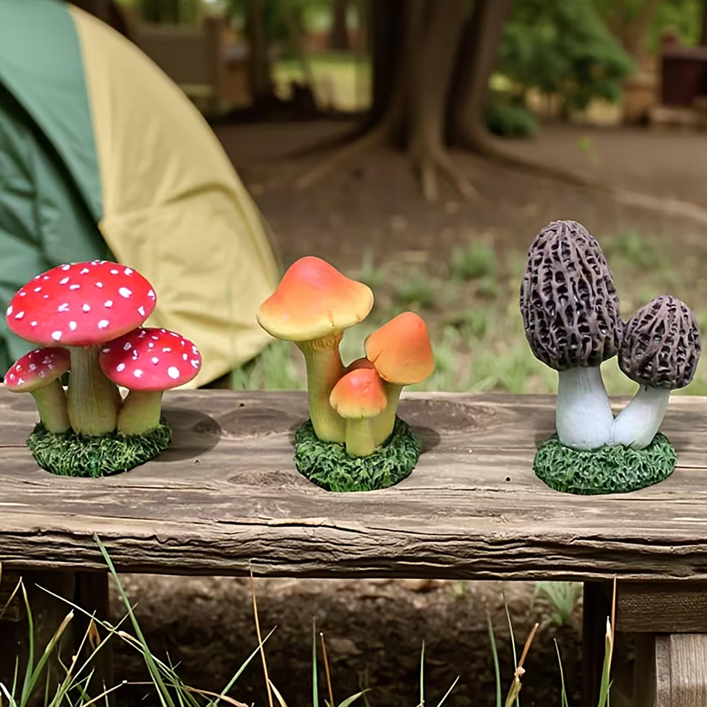 Succulent Set - ชุดตกแต่งเห็ดประดิษฐ์ 3 ชิ้น พร้อมมอสสำหรับจัดสวนขนาดเล็ก ตกแต่งกระถางต้นไม้ DIY