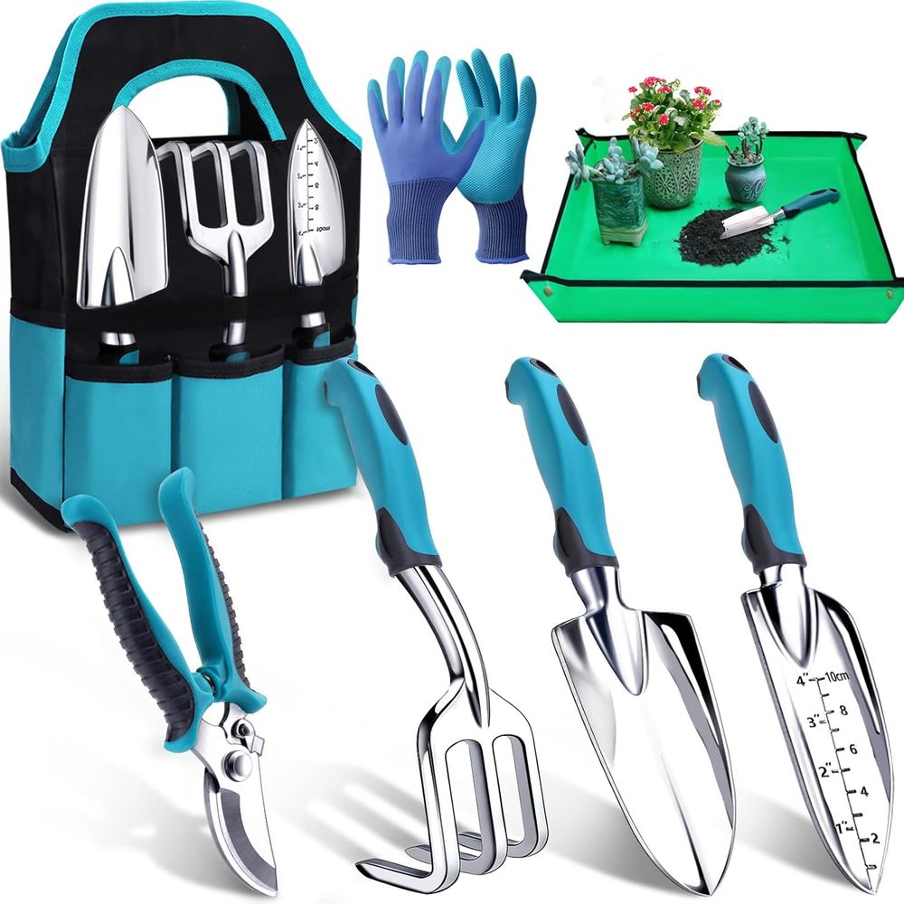 Repotting Mat - ชุดเครื่องมือทำสวน 7 ชิ้น ทนทาน ประกอบด้วย ที่ตักดิน,