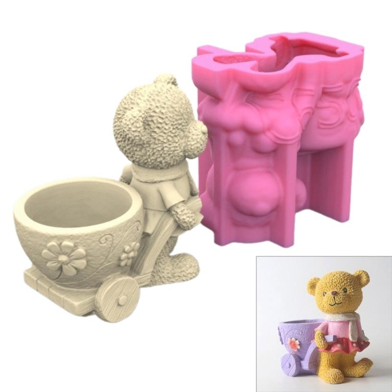 Terracotta Pot - 3D DIY ดอกไม้หม้อแม่พิมพ์ซิลิโคนคอนกรีตแม่พิมพ์หมีแจกันแม่พิมพ์สำหรับ Garden Home